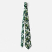 Cravate Feuillage tropical aquarelle avec diamants (Dos)