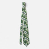 Cravate Feuillage tropical aquarelle avec diamants (Dos)