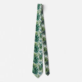 Cravate Feuillage tropical aquarelle avec diamants (Devant)