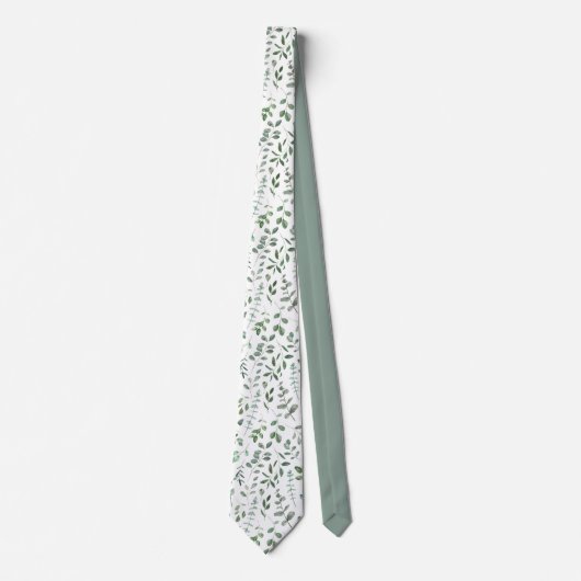 Cravate Feuillage vert botanique rustique simple (Devant)