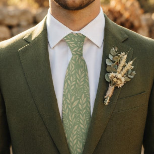 Cravate Feuille botanique vert sauge