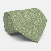 Cravate Feuille botanique vert sauge (Roulé)