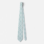 Cravate Feuille Damask Teal Pattern (Devant)