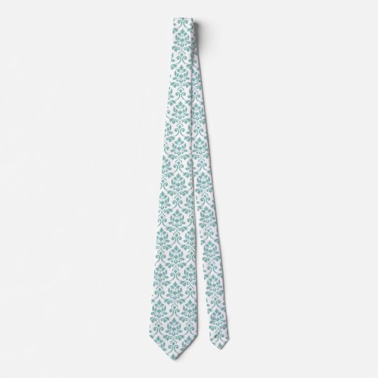 Cravate Feuille Damask Teal Pattern (Devant)