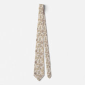 Cravate Feuille d'automne beige avec la damassé (Devant)