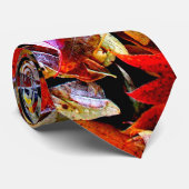 Cravate Feuille d'automne multicolore givré (Roulé)