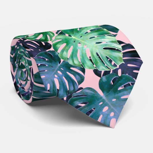 Cravate Feuille de Monstera Tropical (Roulé)