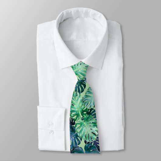 Cravate Feuille de Monstera Tropical (Attaché)