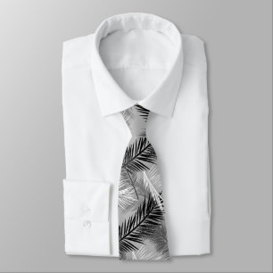Cravate Feuille de palme Impression, gris / gris, noir et