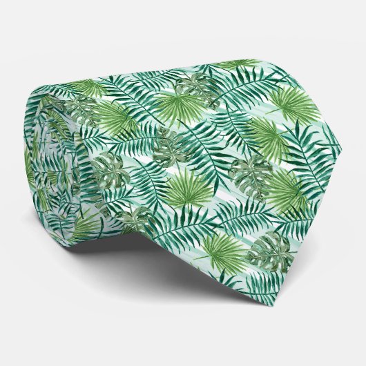 Cravate Feuille de palmier verte tropicale chic Art d'été (Roulé)