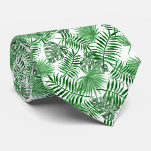 Cravate Feuille de palmier verte tropicale chic d'art d'ét
