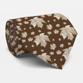 Cravate Feuille d'érable d'automne - Brown (Roulé)