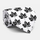 Cravate Feuille d'érable noire et blanche (Roulé)