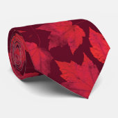 Cravate Feuille d'érable rouge d'automne (Roulé)