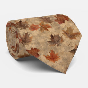 Cravate Feuille Marron Or Vert Olive Naturelle Pressée
