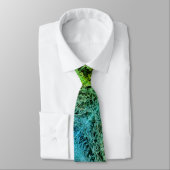 Cravate Feuille motif bleu vert brun vert de fougère (Attaché)