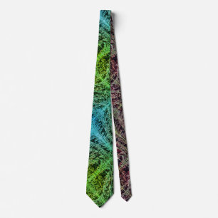 Cravate Feuille motif bleu vert brun vert de fougère