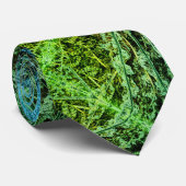 Cravate Feuille motif bleu vert brun vert de fougère (Roulé)