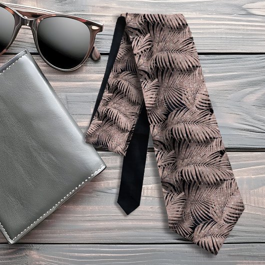 Cravate Feuille Motif Rose de palme étincelant Gold ID831