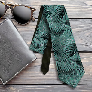 Cravate Feuille Motif Sparkling Palm ID Turquoise831