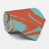 Cravate Feuille orange violet turquoise élégante #2 (Roulé)