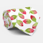 Cravate Feuille rouge vert Aquarelle Motif 2 (Roulé)