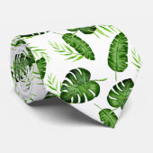 Cravate Feuille tropicale de Monstera verte botanique (Roulé)