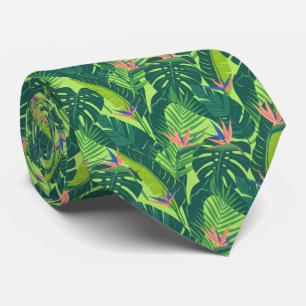 Cravate Feuille tropicale luxuriante et vibrante Monstera