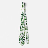 Cravate Feuilles aquarelle verte (Devant)