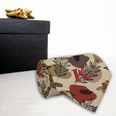 Cravate Feuilles botaniques sur le monogramme de kaki