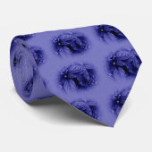 Cravate Feuilles d'argent et baies - Bleu (Roulé)
