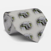 Cravate Feuilles d'argent et baies - Gris (Roulé)