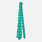 Cravate Feuilles d'automne - aqua et turquoise (Devant)
