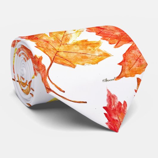 Cravate Feuilles d'automne aquarelle Automne Arbre rustiqu (Roulé)