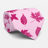 Cravate Feuilles d'automne - bordeaux et rose coquille (Roulé)