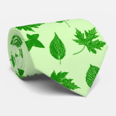 Cravate Feuilles d'automne - émeraude et vert citron (Roulé)