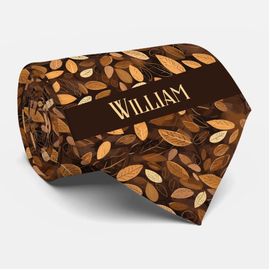 Cravate Feuilles d'automne Monogramme (Roulé)