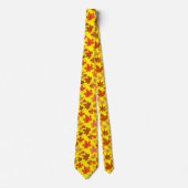 Cravate Feuilles d'automne Motif 01x4b B Jaune BG (Devant)