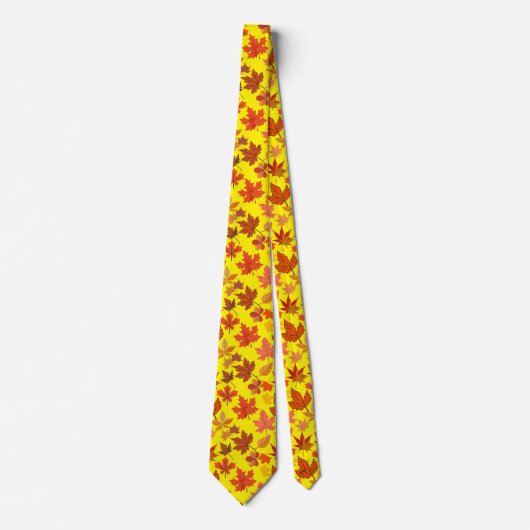Cravate Feuilles d'automne Motif 01x4b B Jaune BG (Devant)