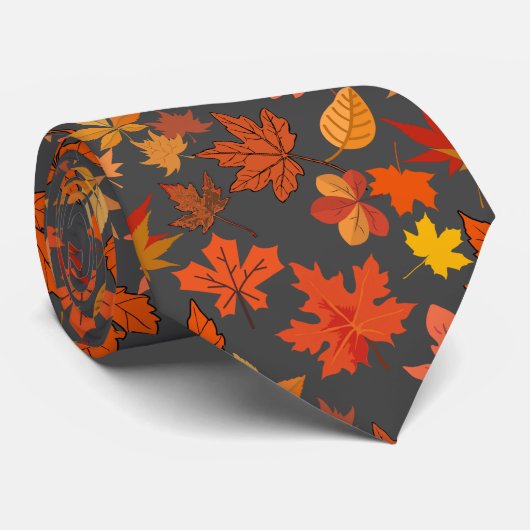 Cravate Feuilles d'automne Motif 01x4b D Gris BG (Roulé)
