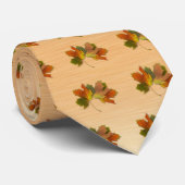 Cravate Feuilles D'Automne Orange Et Doré (Roulé)