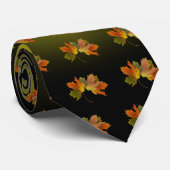 Cravate Feuilles D'Automne Orange Et Doré (Roulé)