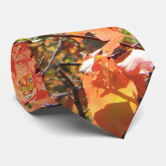 Cravate Feuilles d'automne rouges (Roulé)