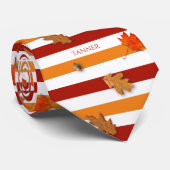 Cravate Feuilles d'automne sont rayées Personnalisées (Roulé)