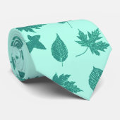 Cravate Feuilles d'automne - turquoise et aqua (Roulé)