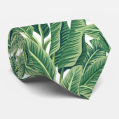 Cravate Feuilles de bananes tropicales vertes (Roulé)