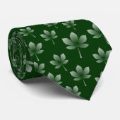 Cravate Feuilles de châtaignes - Sur Vert foncé 003300 (Roulé)