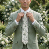 Cravate Feuilles de eucalyptus aquarelle verte luxuriante