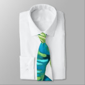 Cravate Feuilles de Monstera Tropical et Banana Blue Green (Attaché)