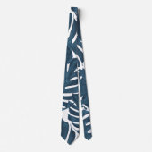 Cravate Feuilles de palmier bleu marine (Devant)